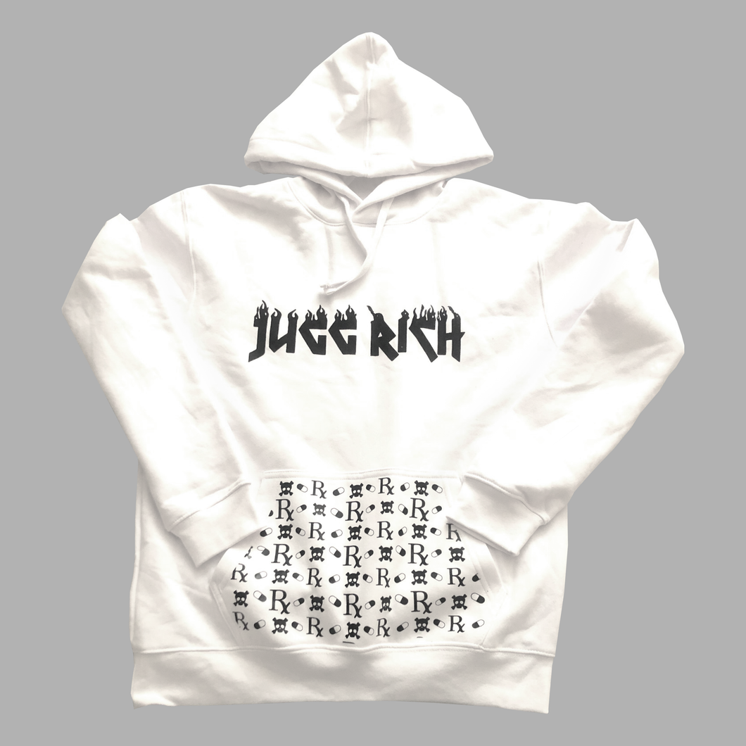 JUGG RICH METAL HOODIE - WHITE